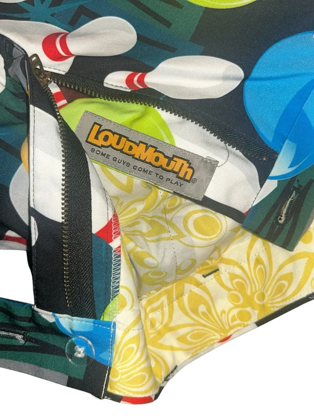 Men Loud Mouth golf pants bowling pin and ball print pants 34x32L